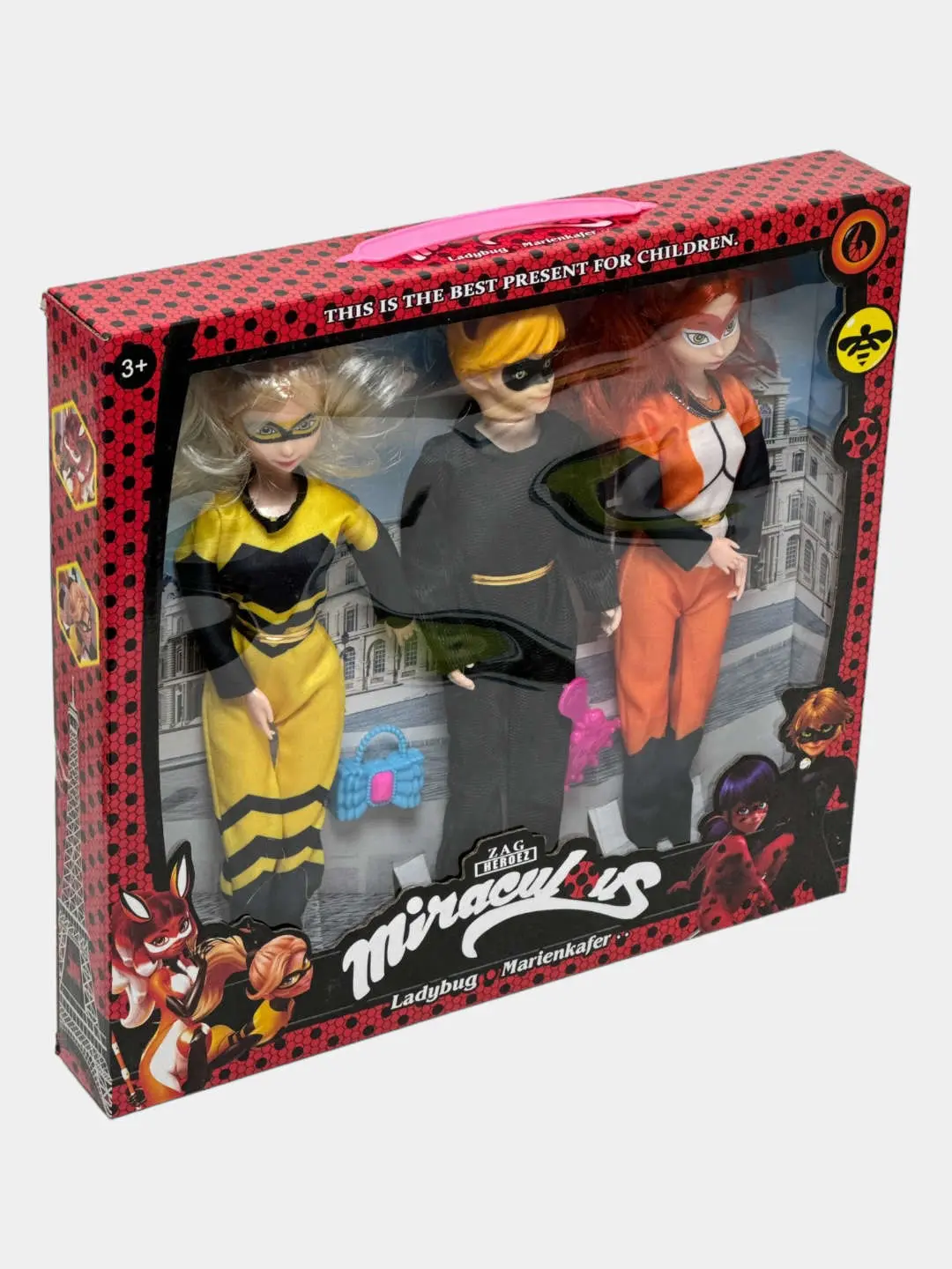 Набор кукол Miraculous: Супер-Кот, Рена Руж, Антибаг 3 героя 30см.