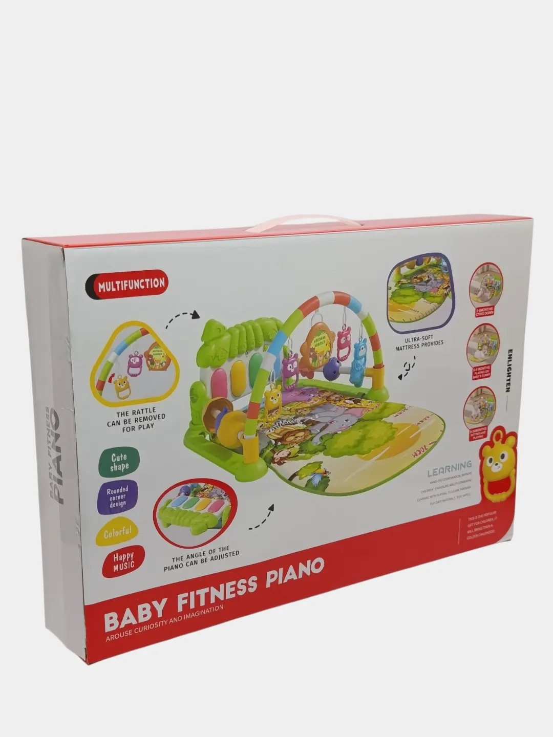 Развивающий коврик пианино Baby Fitness Piano с дугой и погремушками для малышей