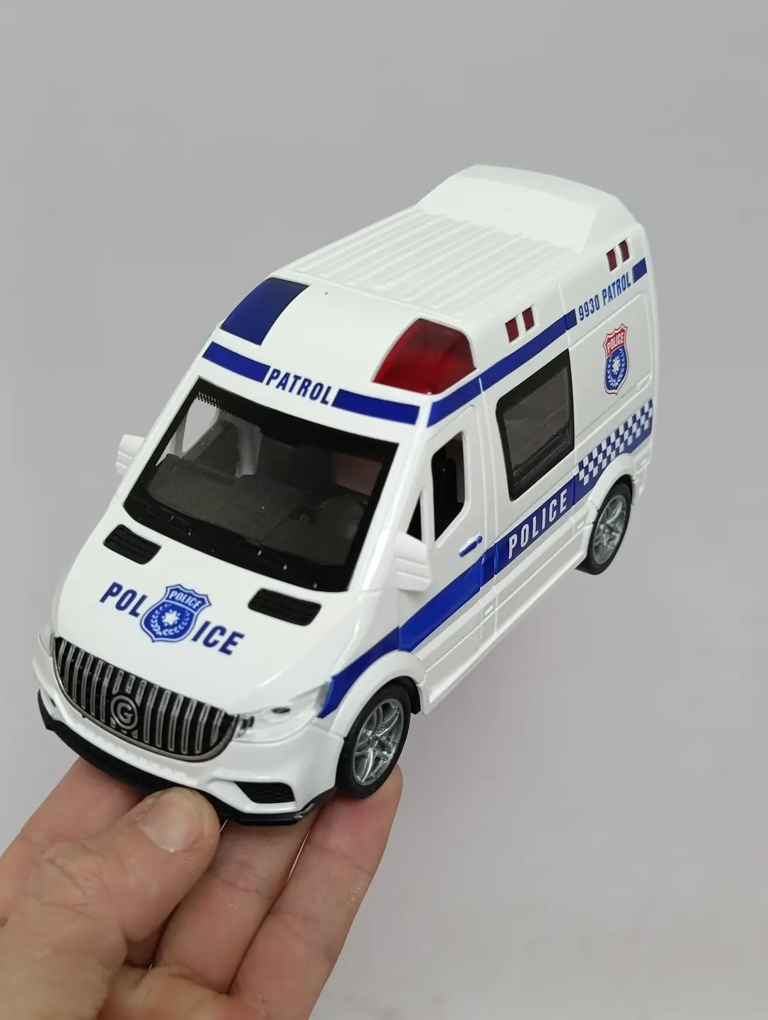 Игрушечная машина полицейский фургон, белый пластиковый патрульный автомобиль для мальчиков